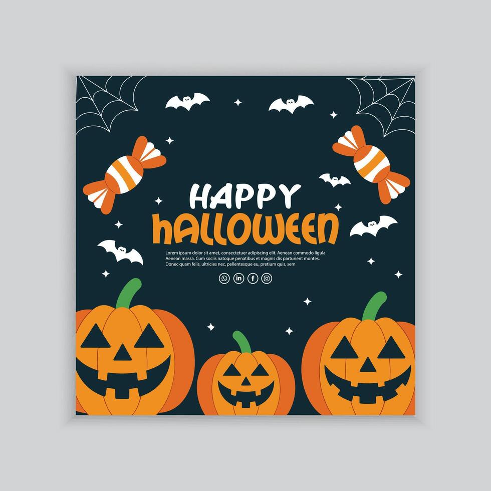 Halloween Wish Template for social, greeting post template media vector