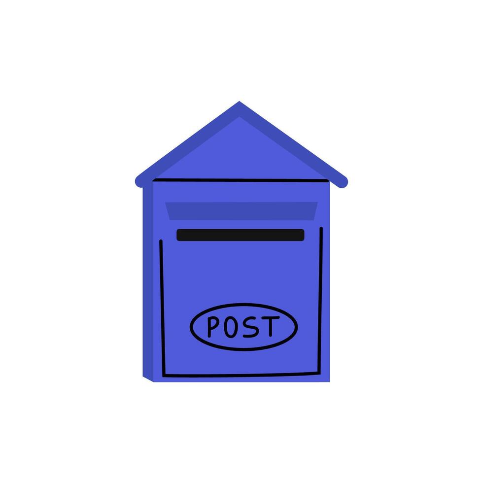 Bright blue post box designed for community mail collection, set against a plain background vector