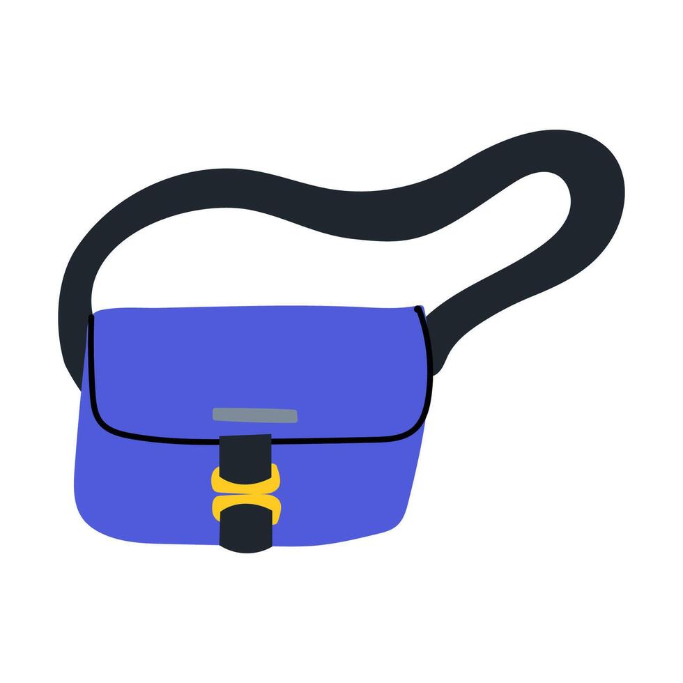 Stylish blue messenger bag with a black strap designed for everyday use and fashion versatility vector