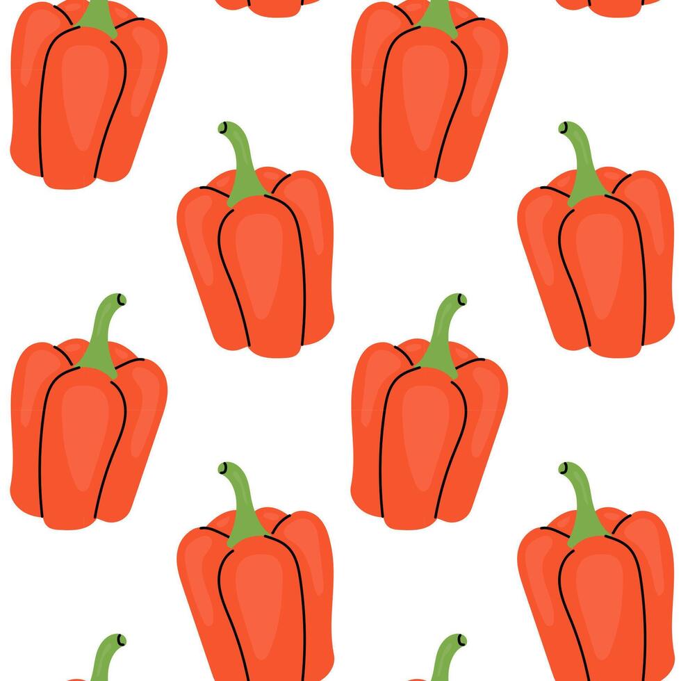 Colorful pattern of red bell peppers on a white background creating a vibrant design vector