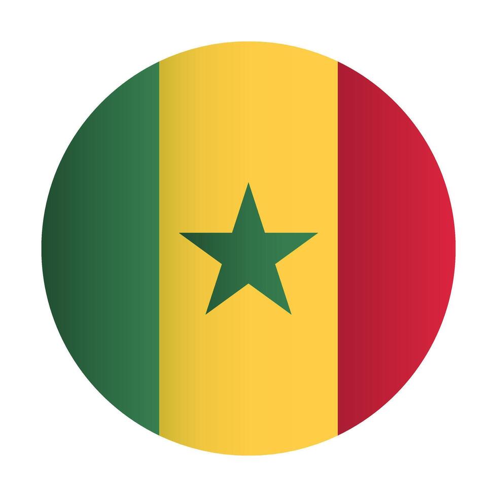 Senegal national flag. Circle badge vector