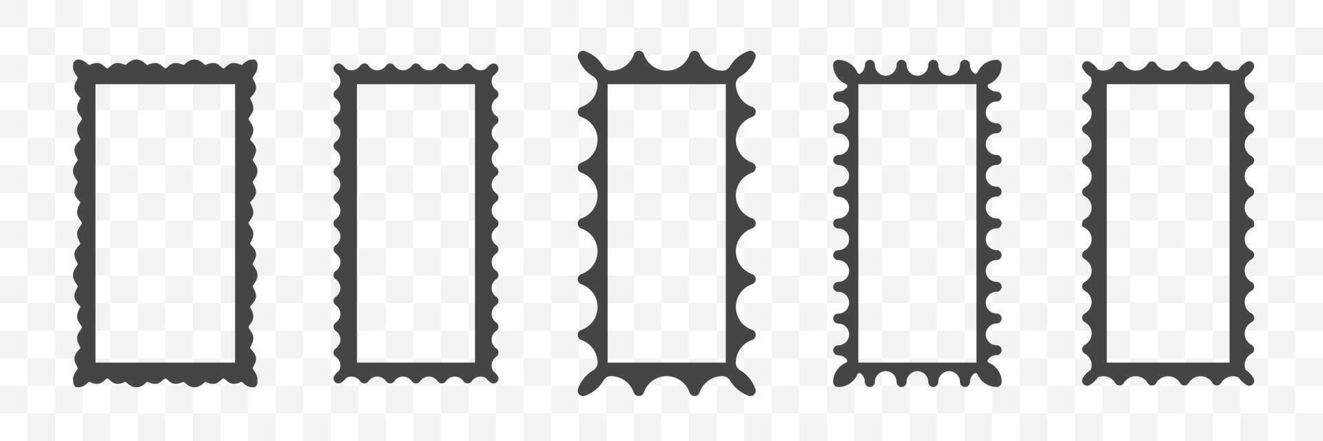 Waves zigzag frames. Empty text box. Scalloped rectangle, mirror borders or windows vector