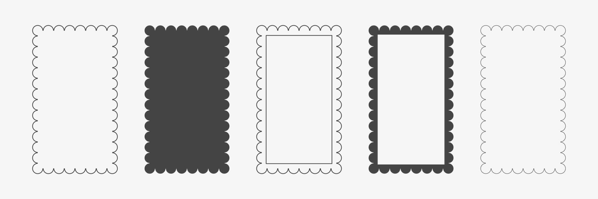 Squiggle rectangle frames for text or images. Zigzag border, waves edgy forms vector