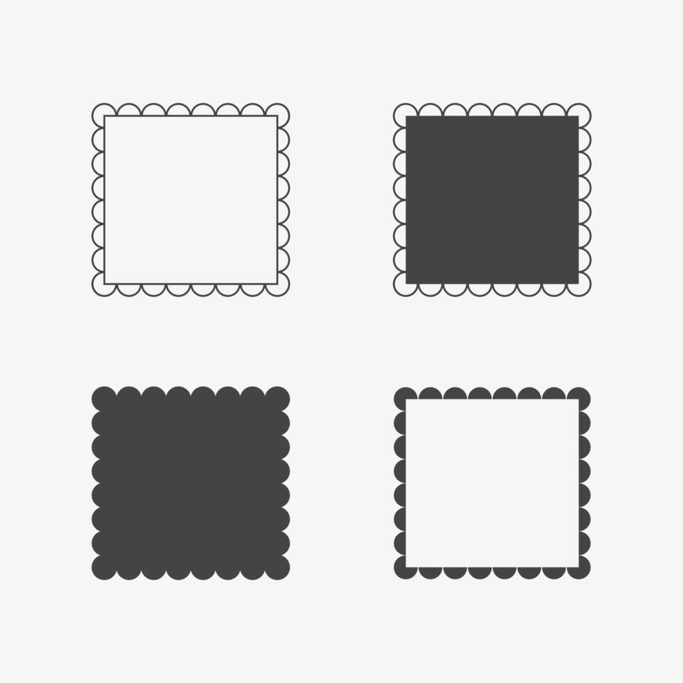 Scallop square frames, different type set vector
