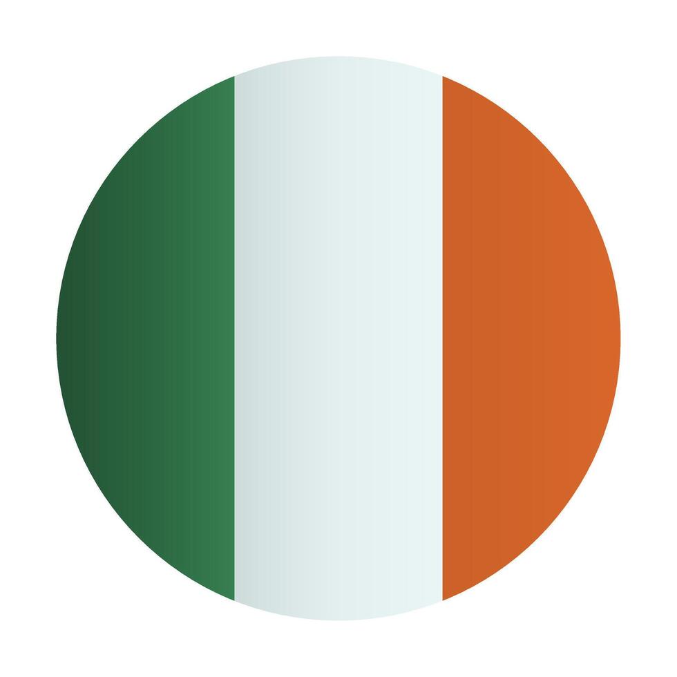 Irish national flag. Circle badge. Ireland identity vector