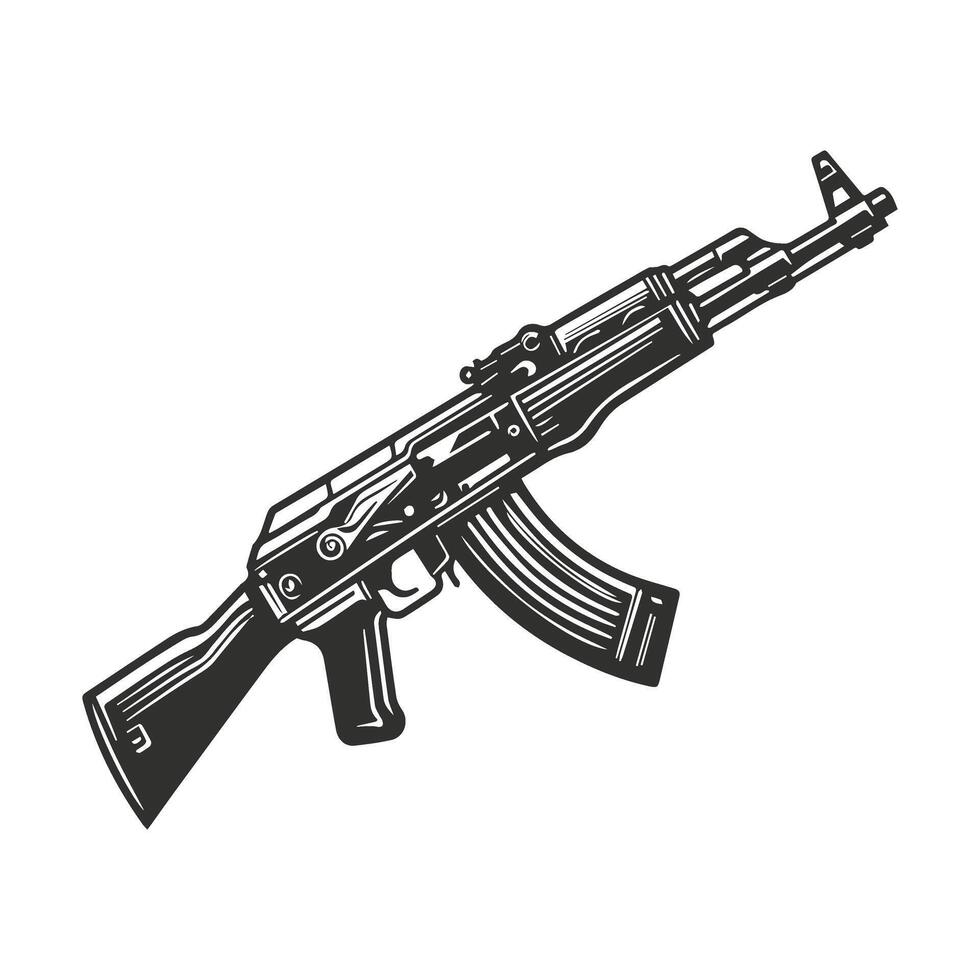 Minimalist AK 47 Rifle Guns Design vector