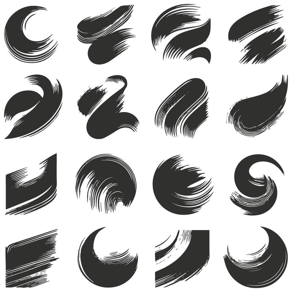 Unique Ink Pattern Brush Stroke Illustration Set vector