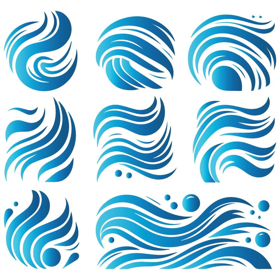 Modern Blue Waves Pattern Pack vector