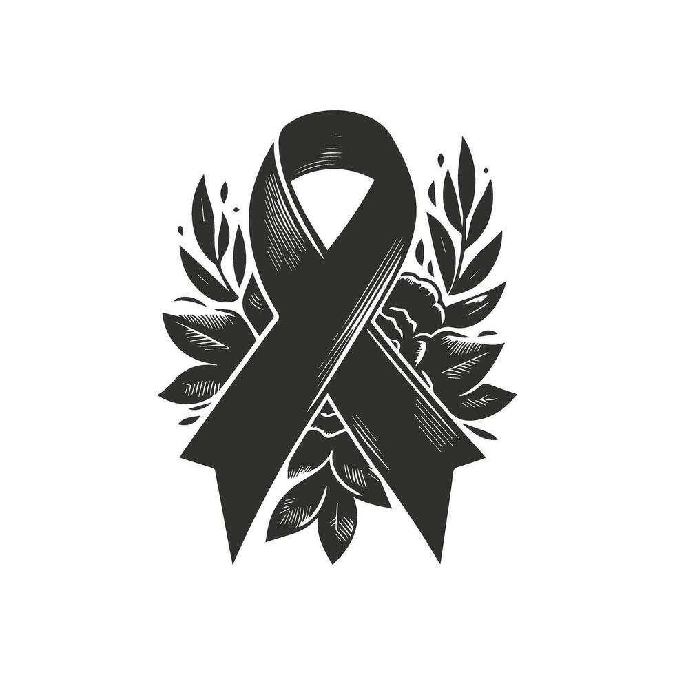 Simple Black Awareness Ribbon Design vector