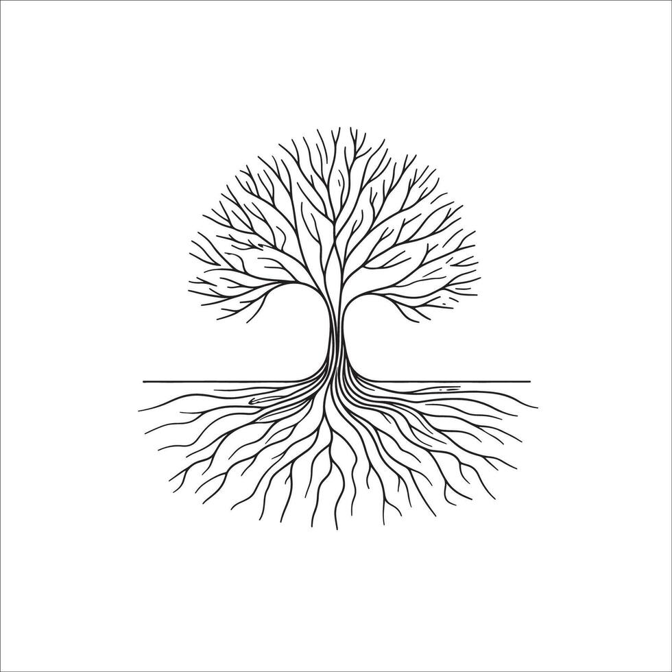 Abstract Tree Line Design Icon for Sustainability Themes vector