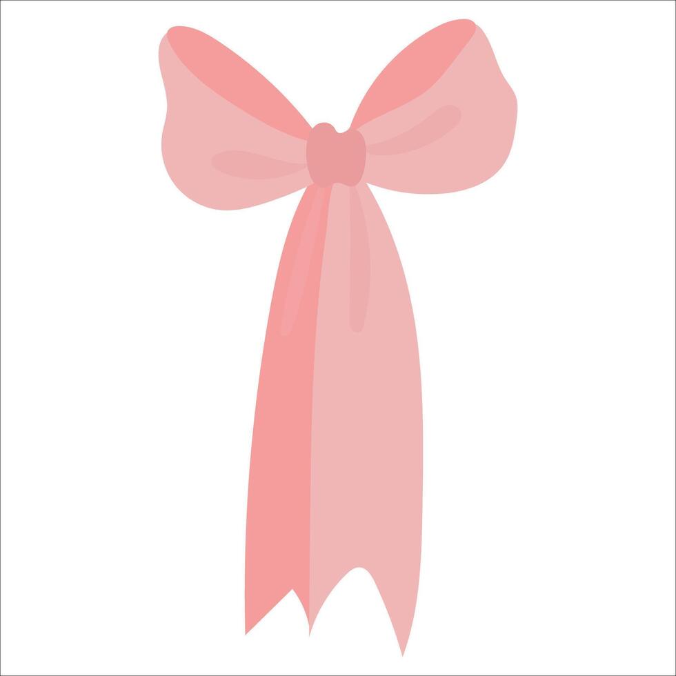 Cute coquette aesthetic pink ribbon bow in simple style . vector