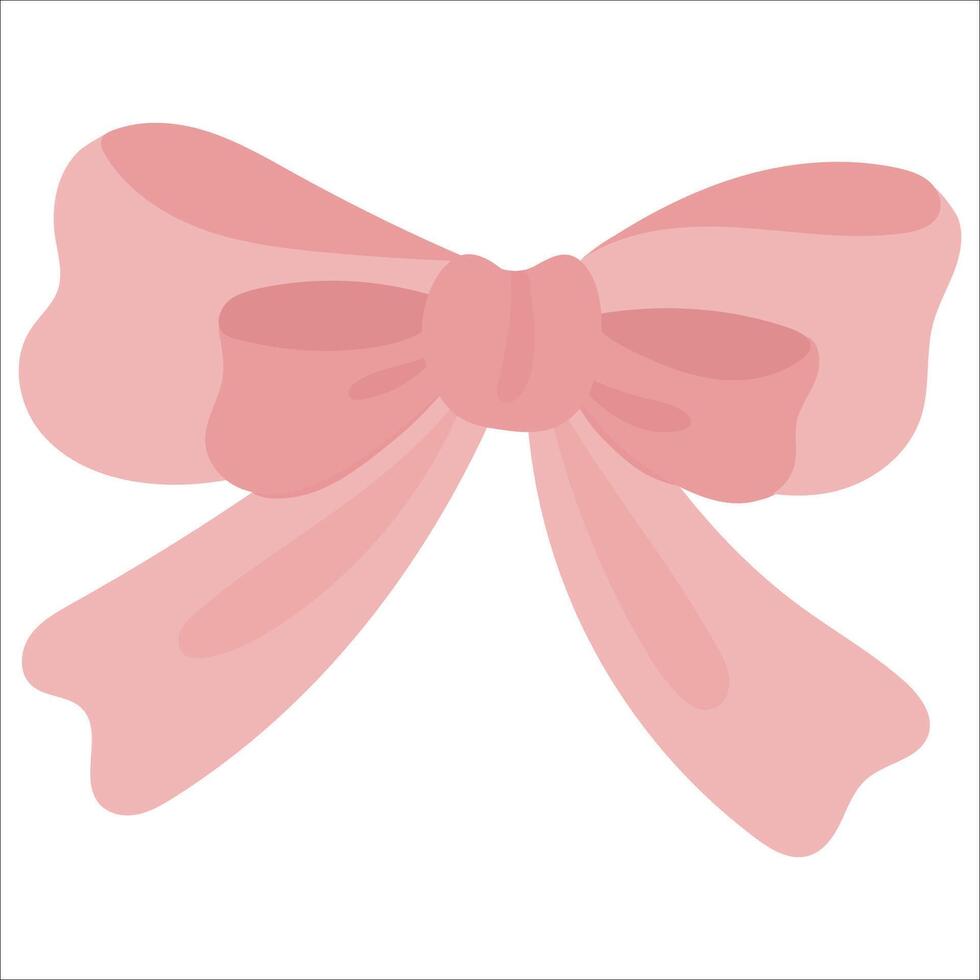 Cute coquette aesthetic pink ribbon bow in simple style . vector