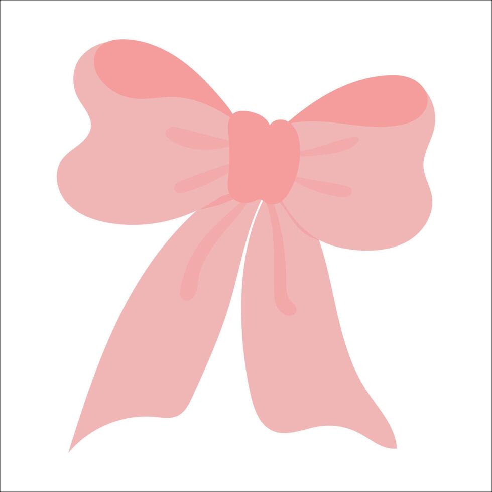 Cute coquette aesthetic pink ribbon bow in simple style . vector