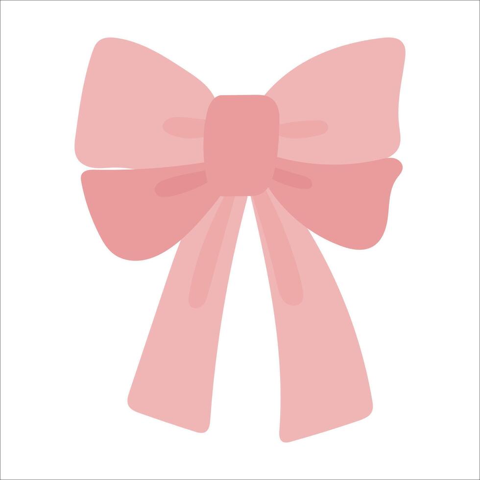 Cute coquette aesthetic pink ribbon bow in simple style . vector