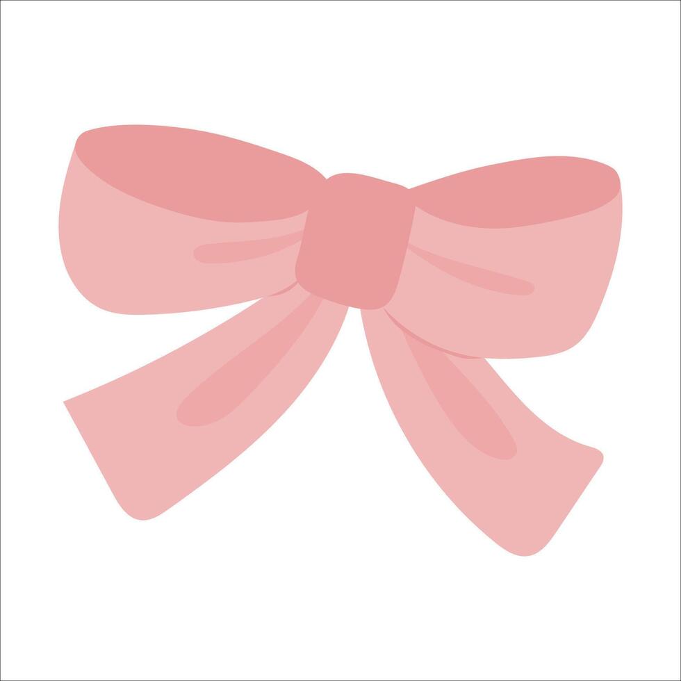 Cute coquette aesthetic pink ribbon bow in simple style . vector