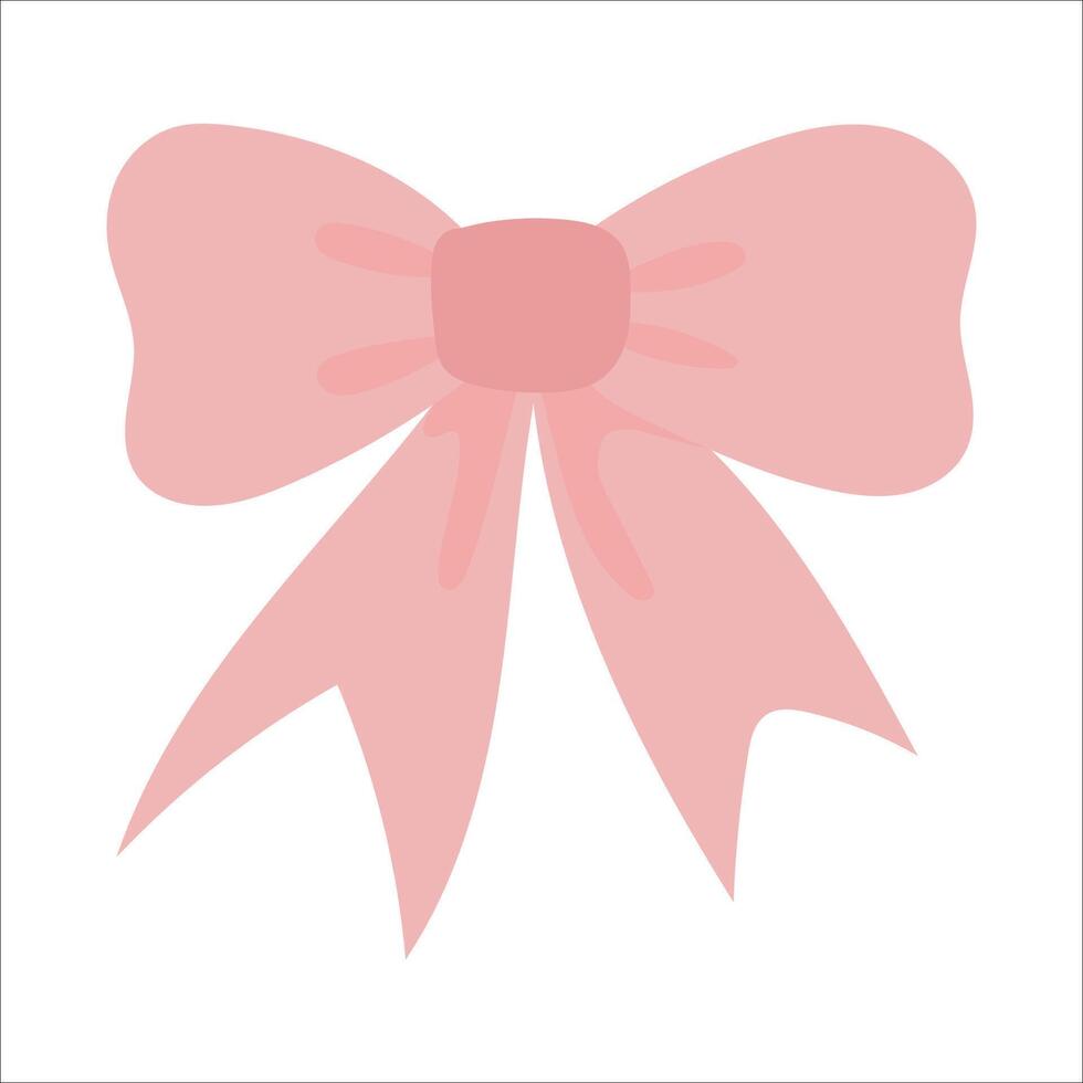 Cute coquette aesthetic pink ribbon bow in simple style . vector
