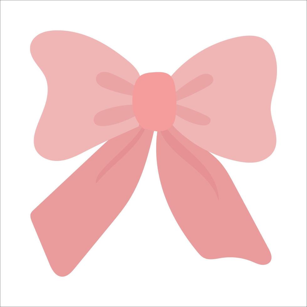 Cute coquette aesthetic pink ribbon bow in simple style . vector