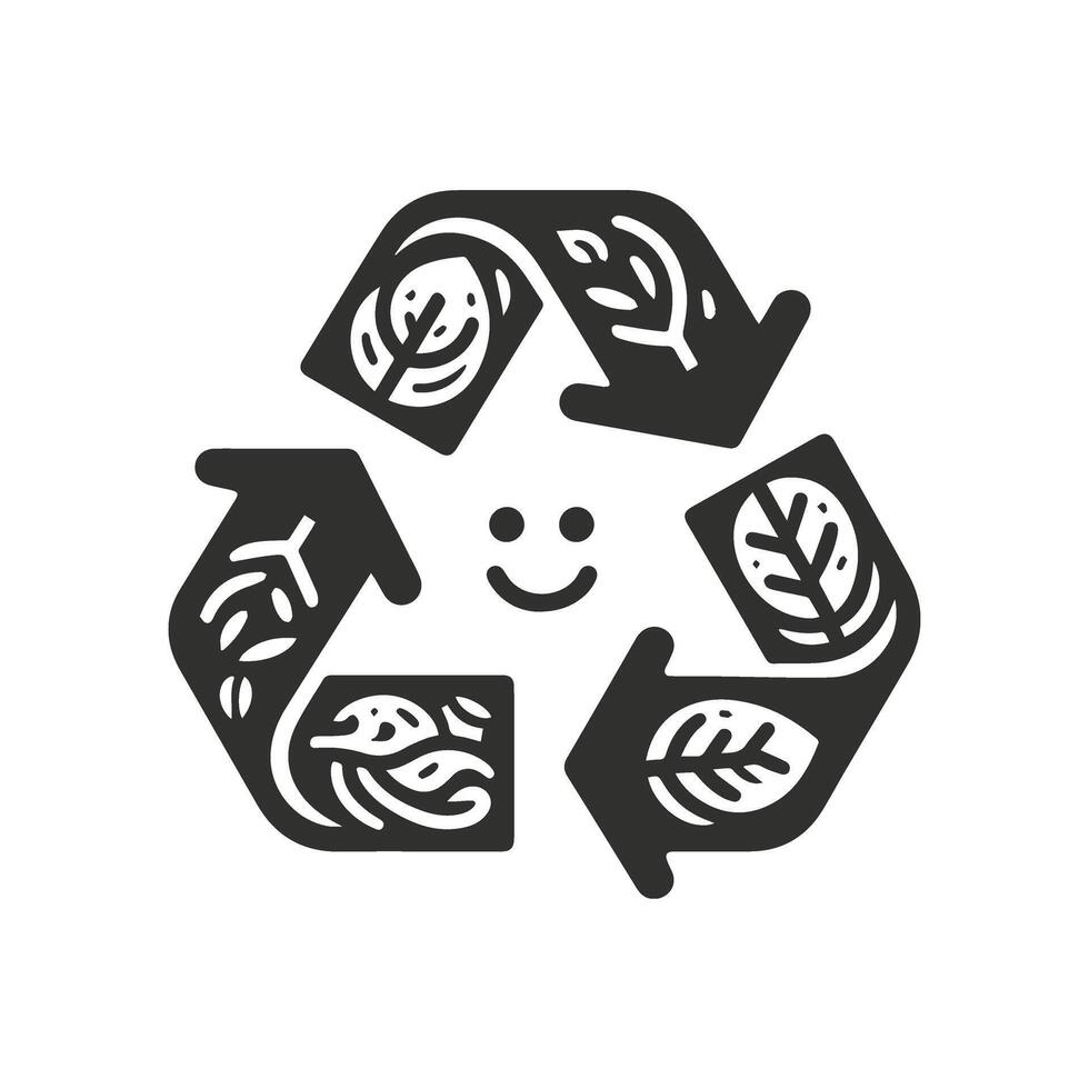 Minimalist Silhouette Close Up of Recycling Symbols vector