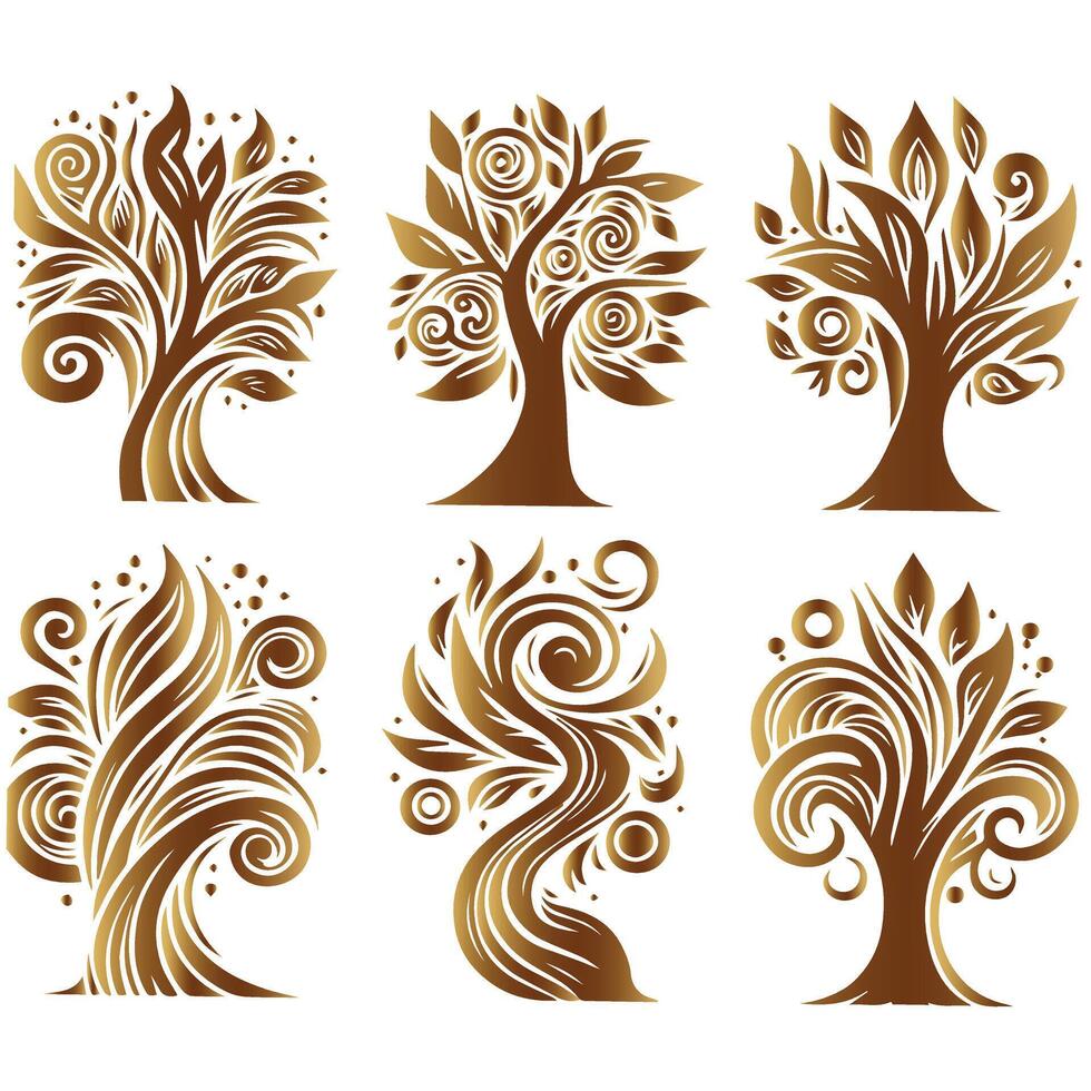 Sleek Set of Stylish Tree Design vector
