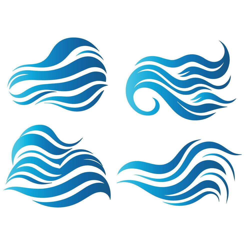 Pack of patterns with blue waves. vector