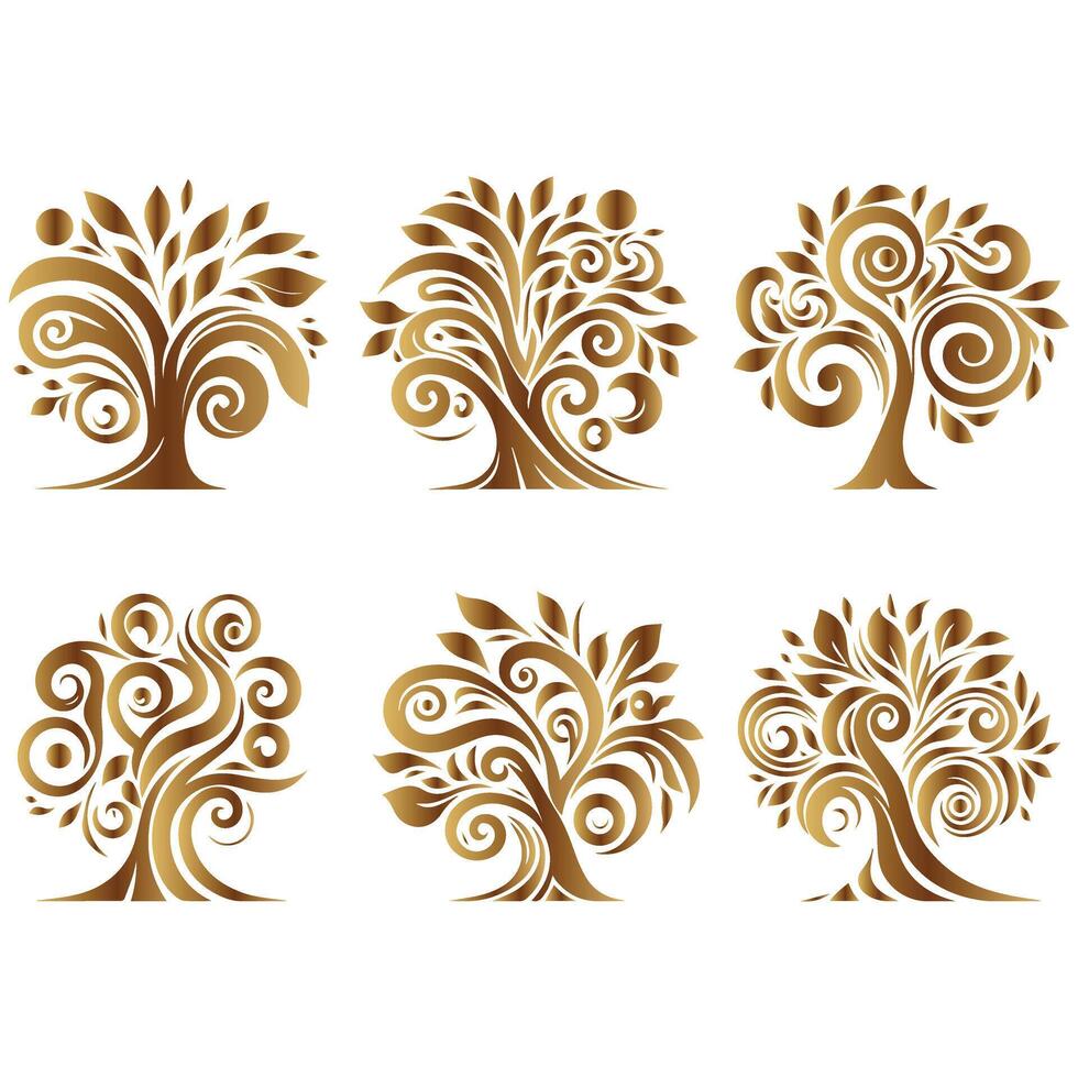 Chic Set of Stylish Tree Design vector