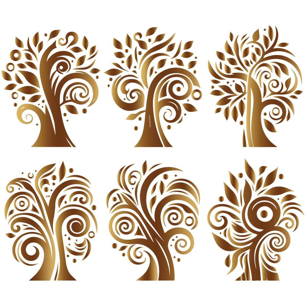 Stylish Tree Design Set Collection vector