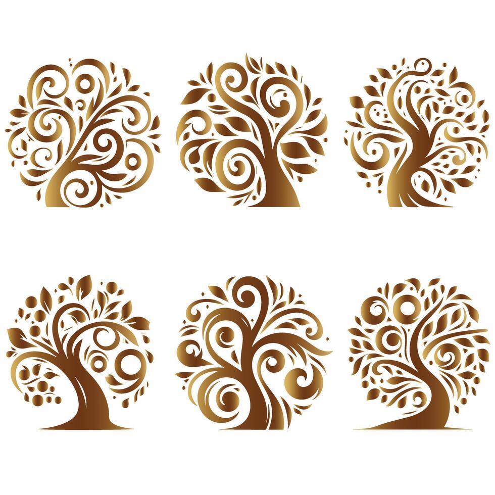 Modern Stylish Tree Design Set vector