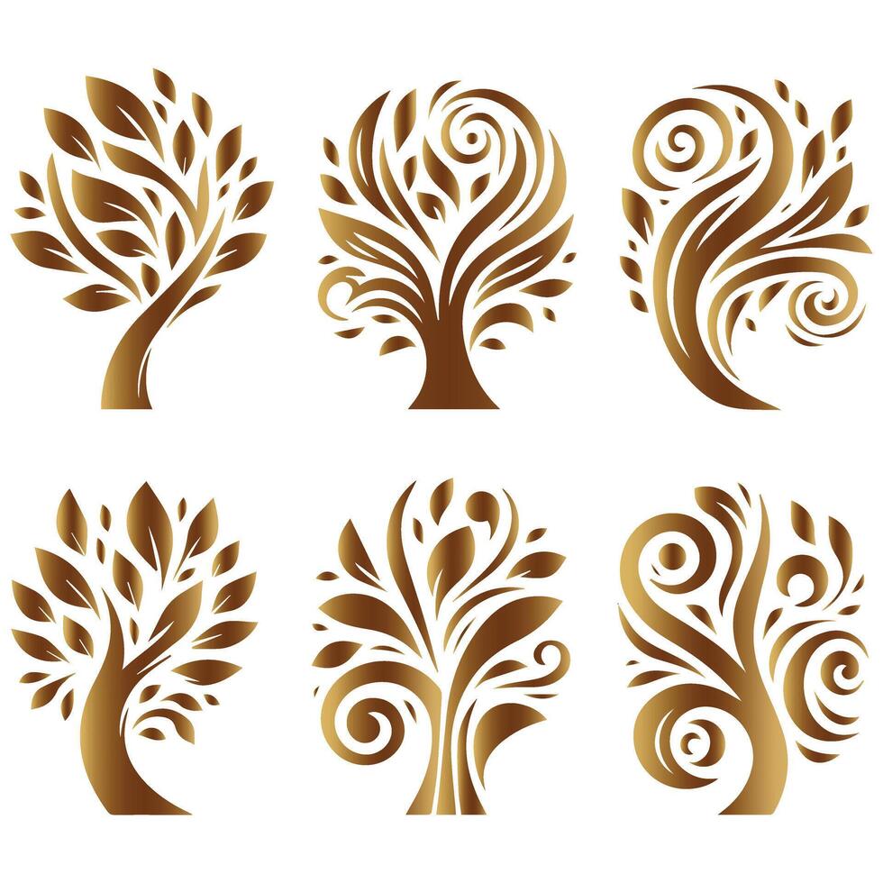 Elegant Set of Stylish Tree Design vector