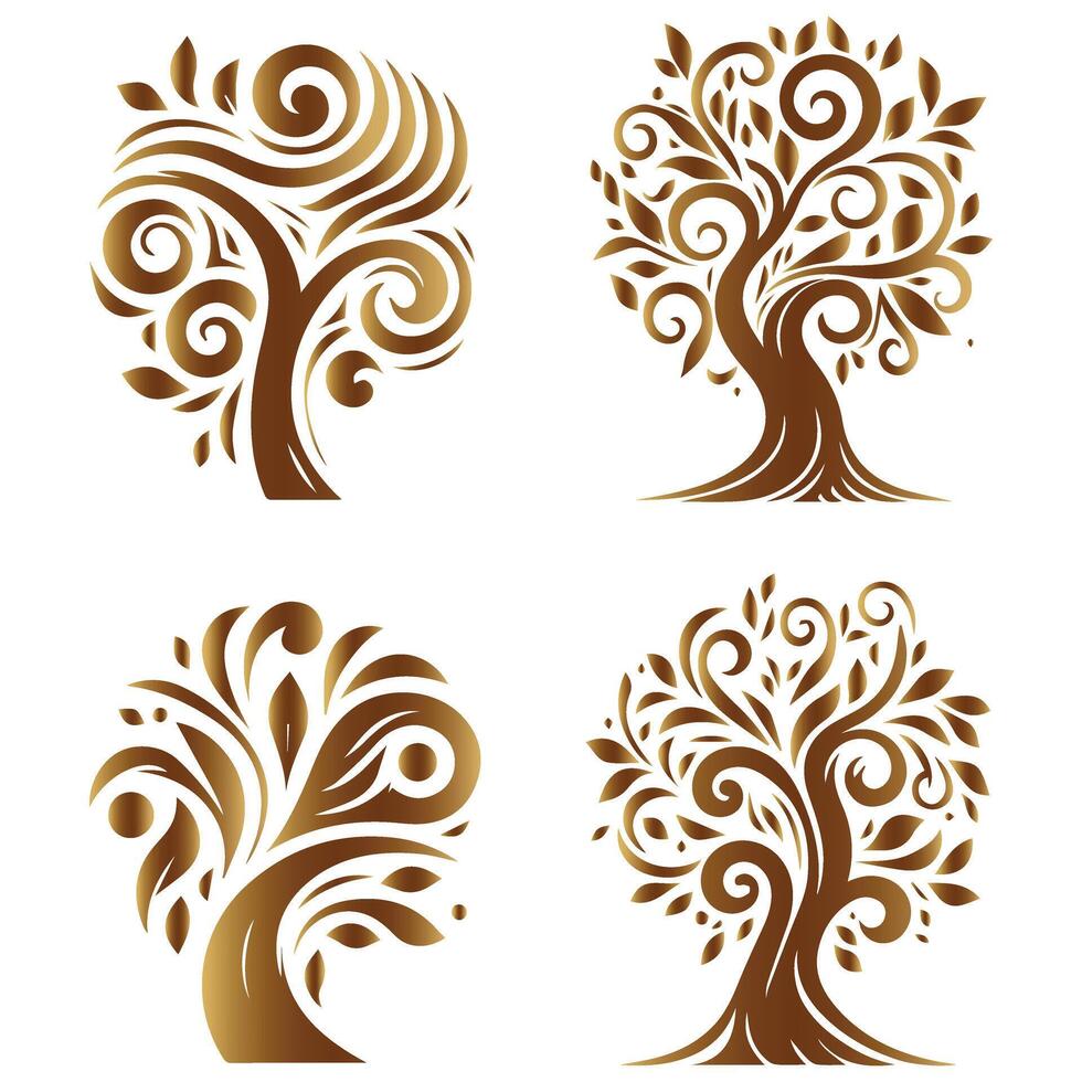 Unique Set of Stylish Tree Design vector