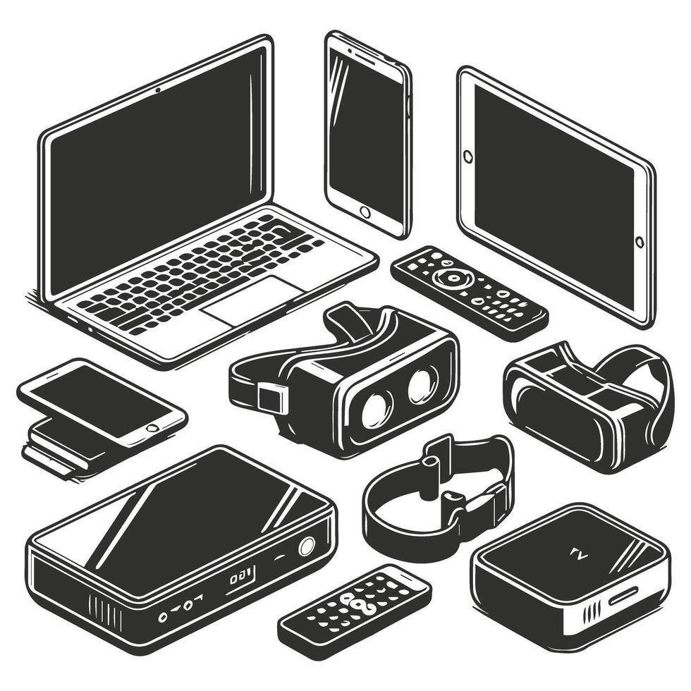 Complete Digital Gadgets Set Collection vector