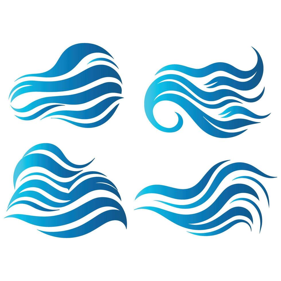 Creative Pack of Blue Waves Patterns vector