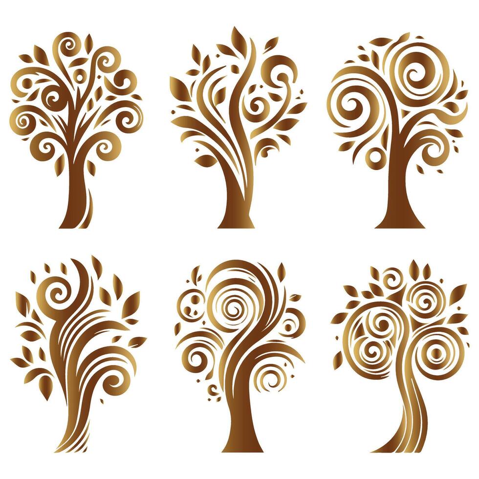 Artistic Set of Stylish Tree Design vector