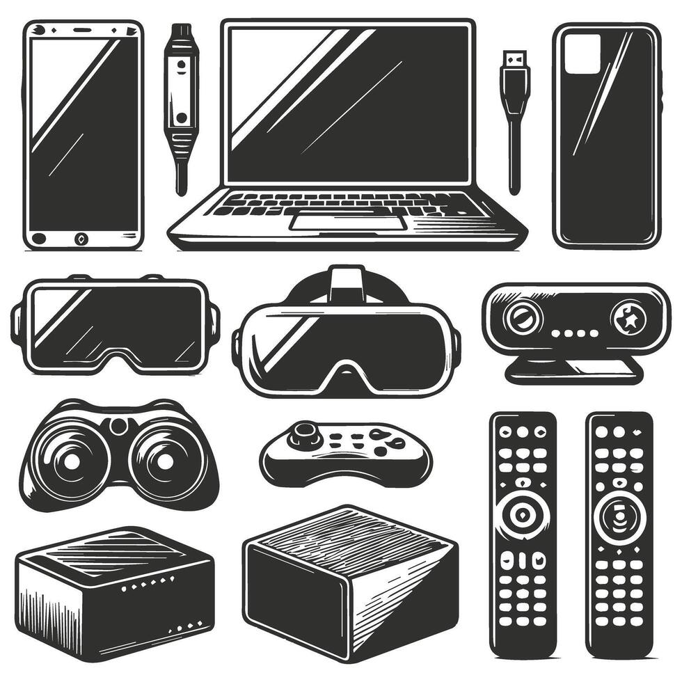 Digital Gadgets Set Design Collection vector