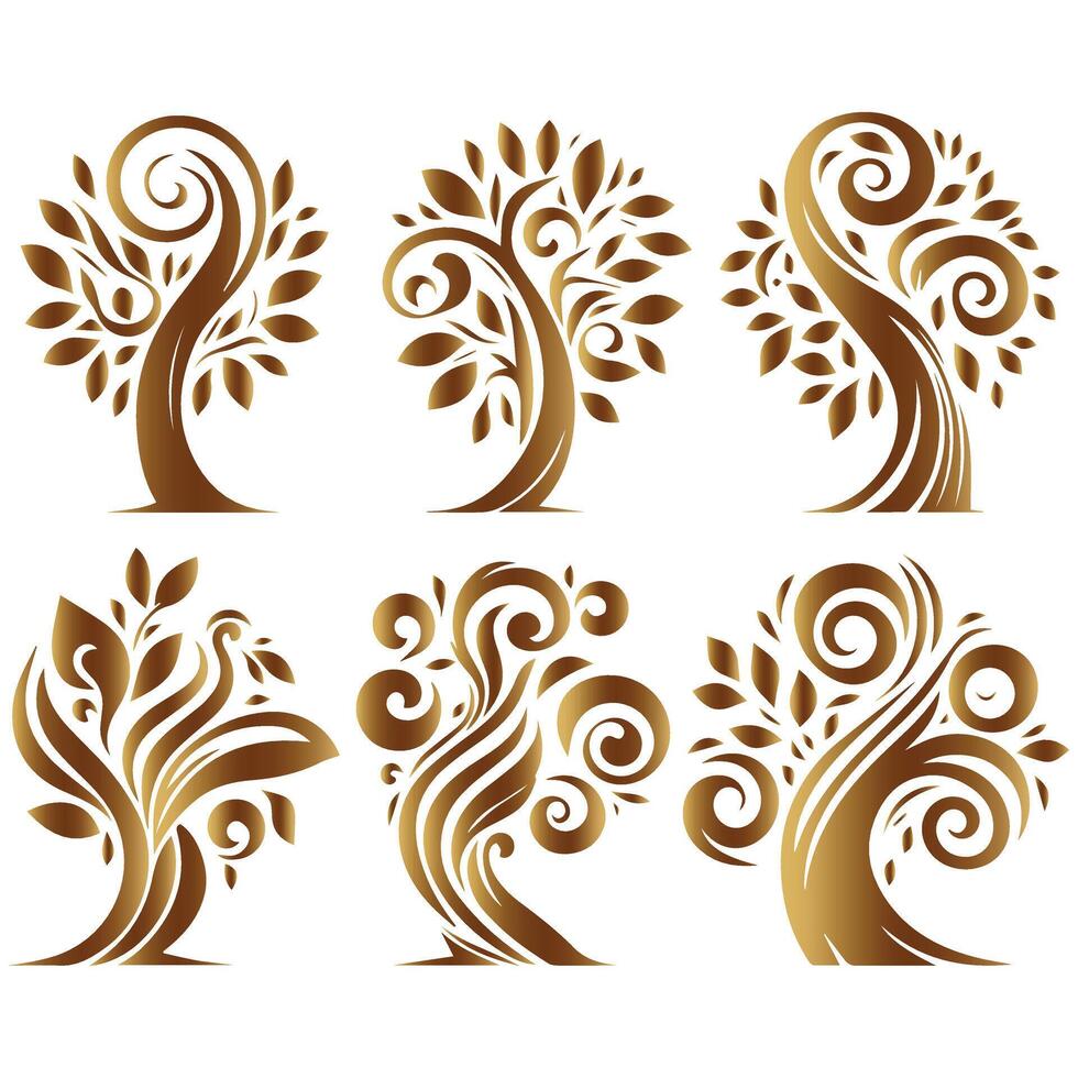 Bold Stylish Tree Design Set vector