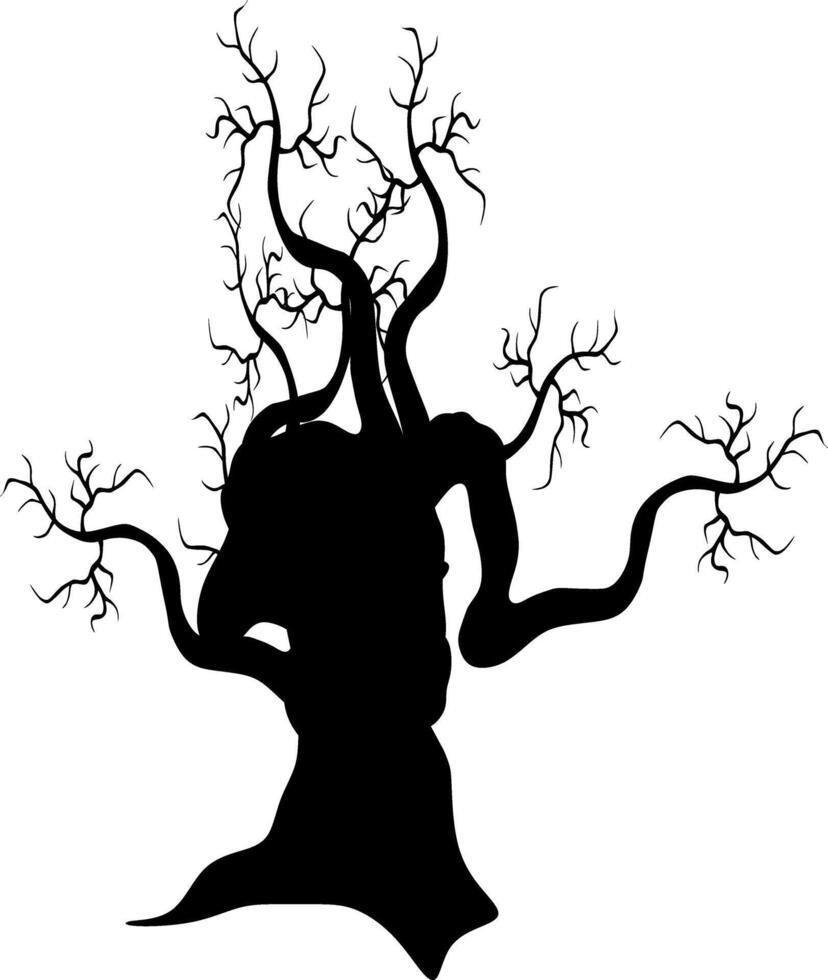 Silhouette of tree illustration in black and white vector