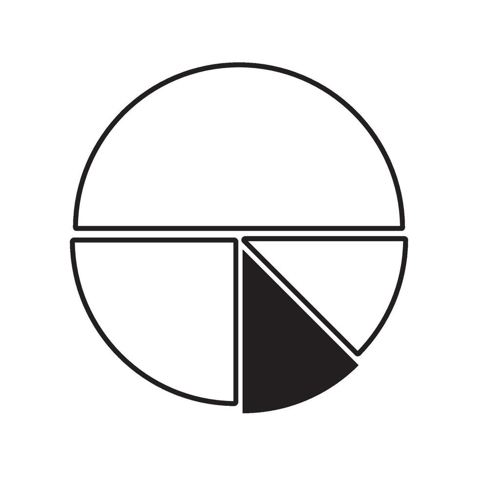 A black and white pie chart with a white background vector