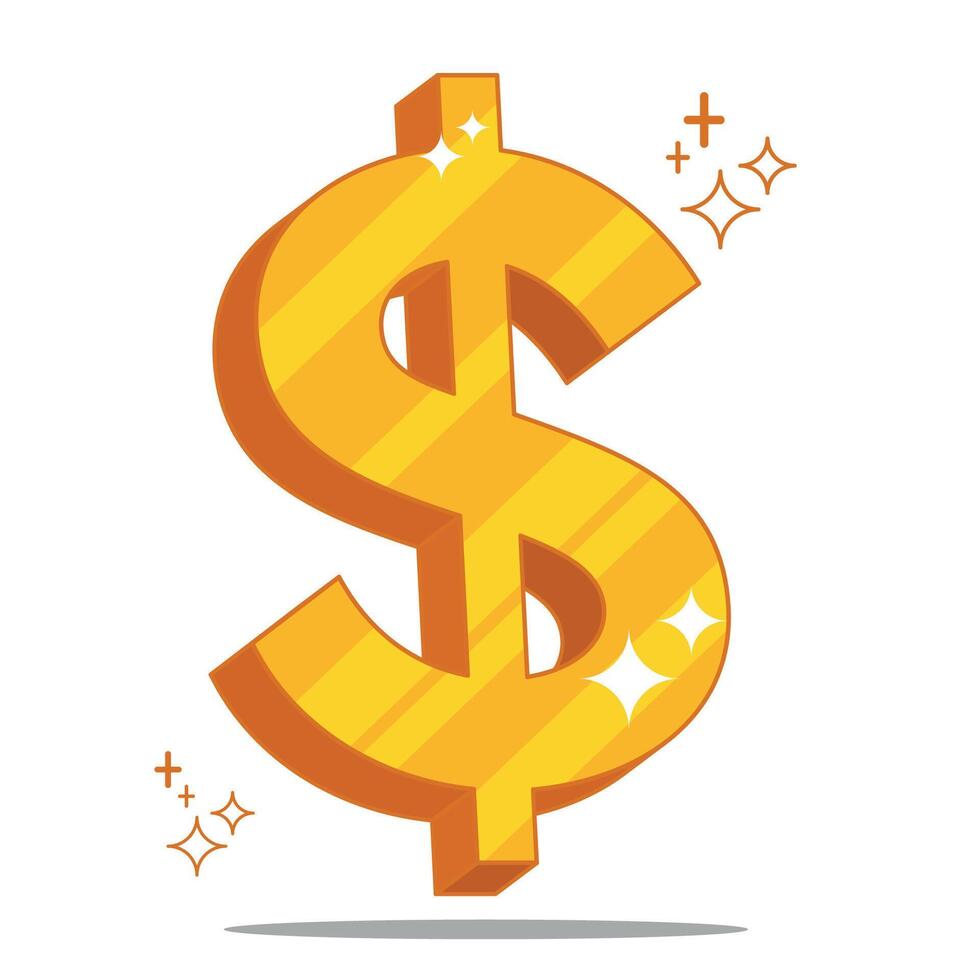 3d golden dollar vector