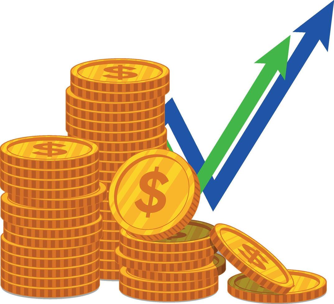 3d gold coins vector