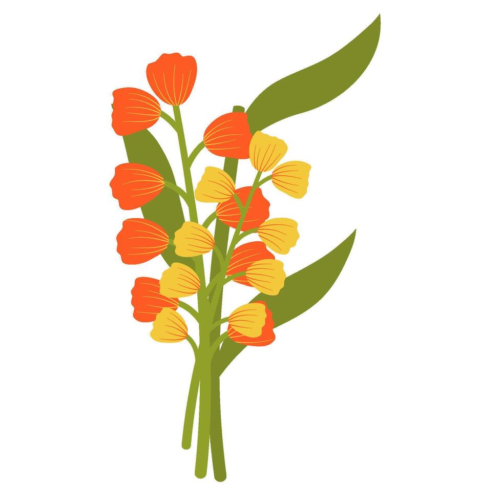 a bouquet of flowers with leaves vector