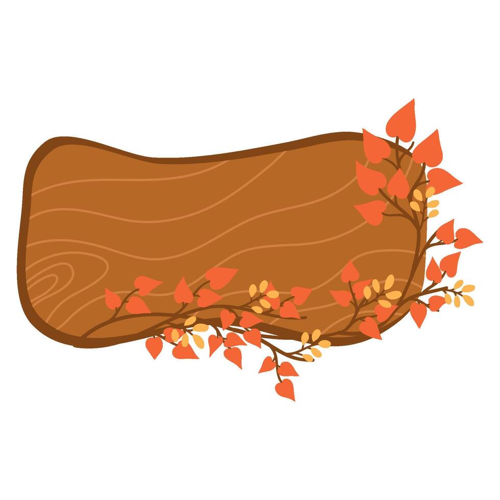 Wooden board with vines vector
