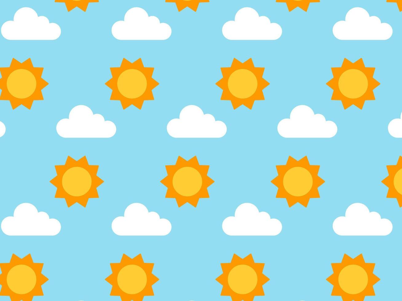 Pattern sun and clouds. illustration in flat style vector