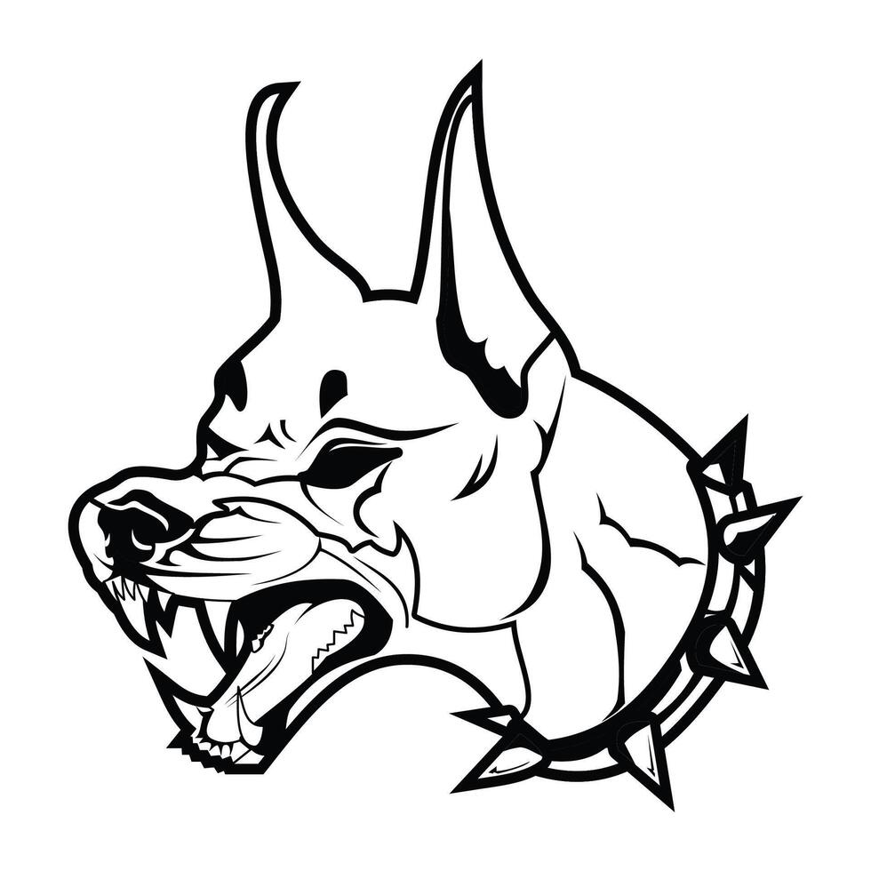 angry doberman dog outlined drawing vector