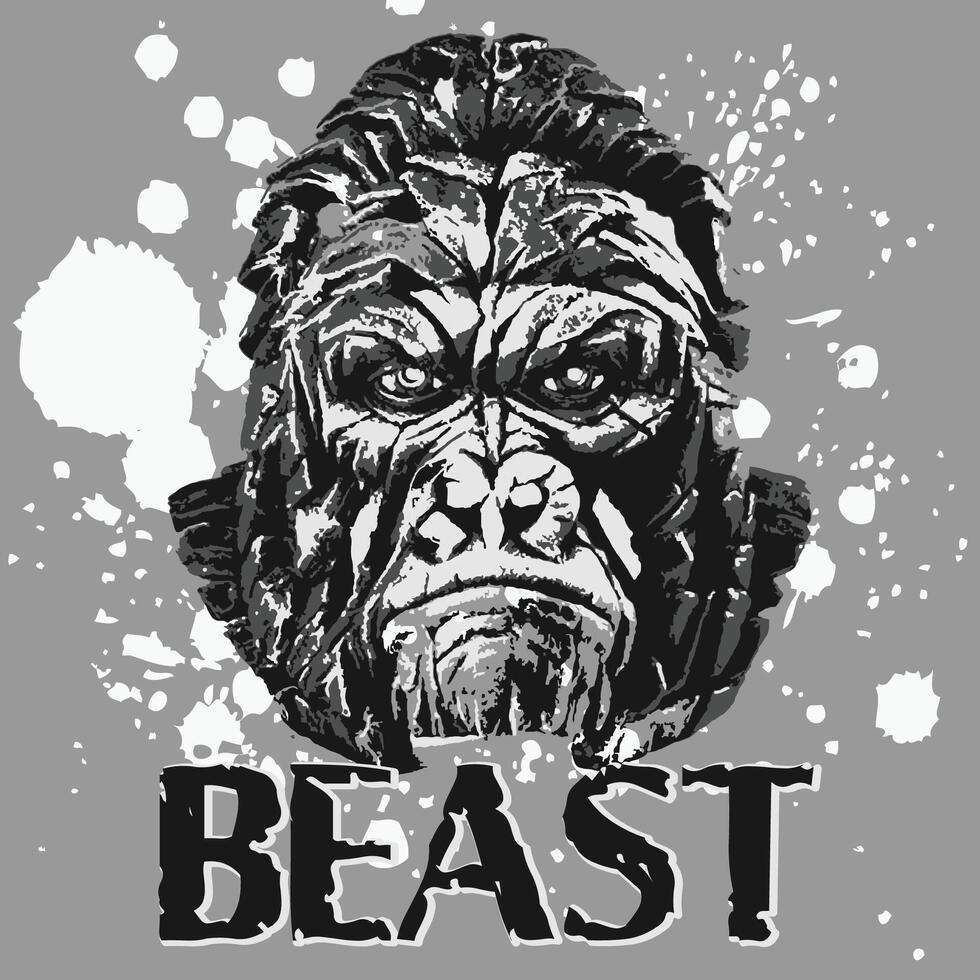 beast animal kingkong grunge cover vector