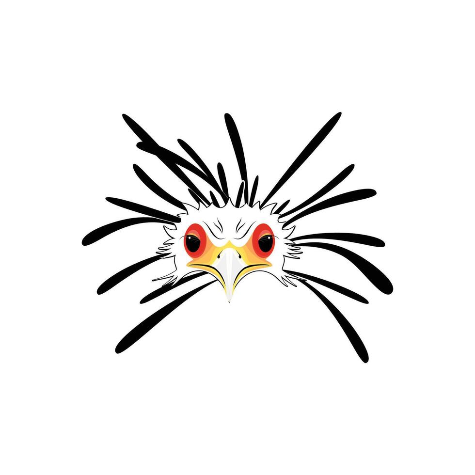 exotic secretary bird head cartoon vector