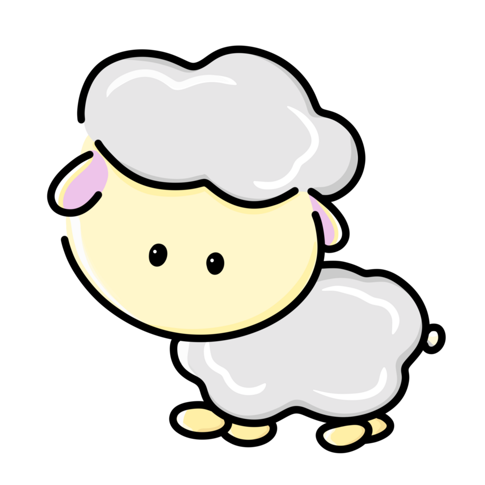 Cute little sheep cartoon kid isolated doodle illustration with colors png