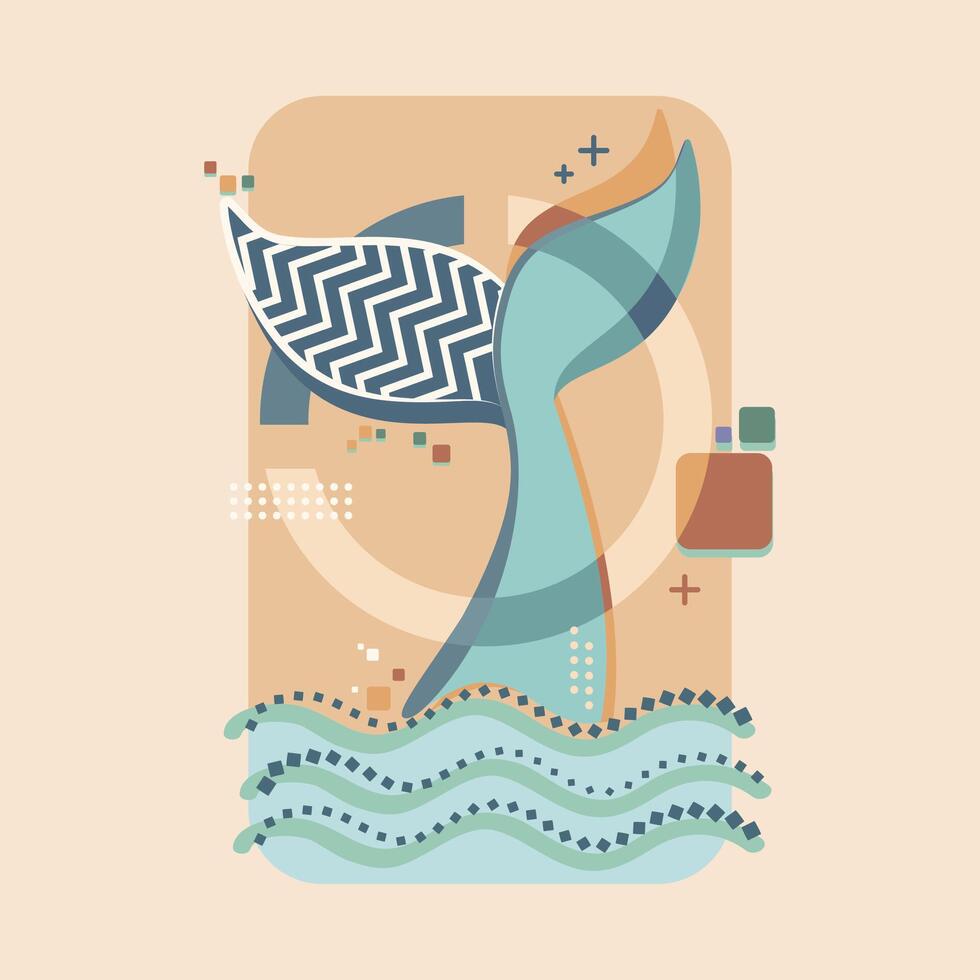 abstract aesthetic whale memphis design vector