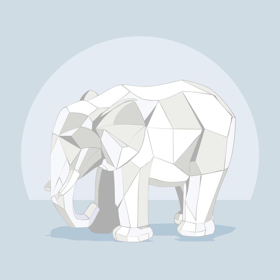 abstract geometric elephant paper art vector