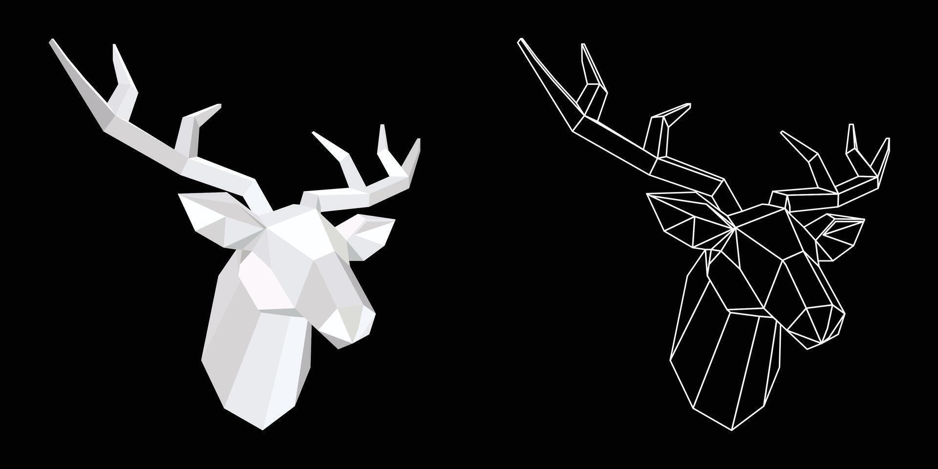 abstract geometric deer head statue vector