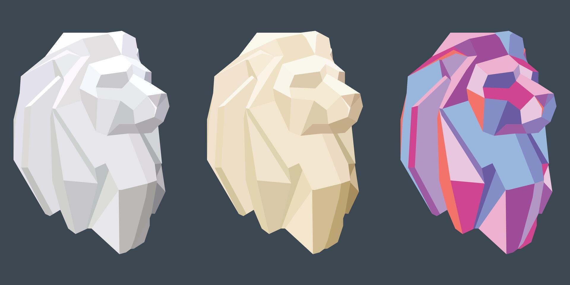 abstract geometric lion head statue vector