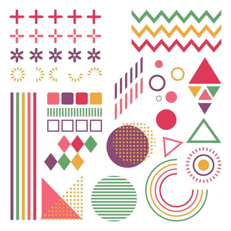 colorful memphis element abstract geometric vector